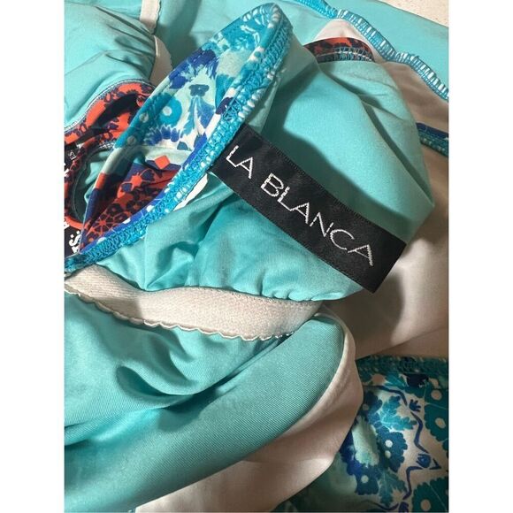 La Blanca All in the Mix Plunge Halter One-Piece Swimsuit S/M - Picture 7 of 7